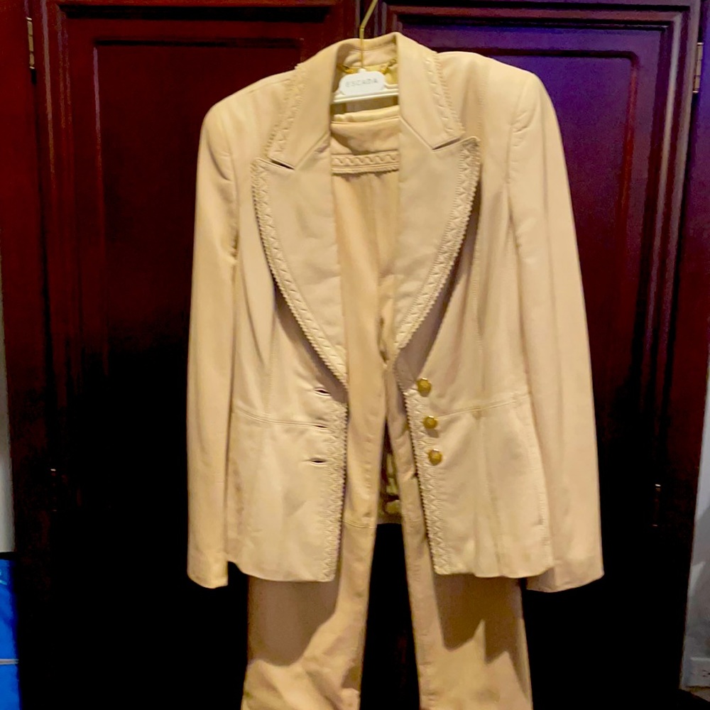 Tan Leather Escada Pant Suit